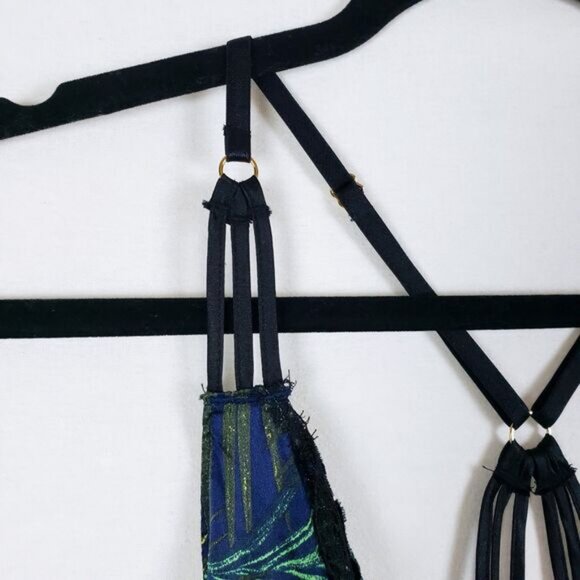 Victoria's Secret Satin Slip Dress Womens L Tropical Sheer Lace Deep V Sexy - Picture 6 of 11